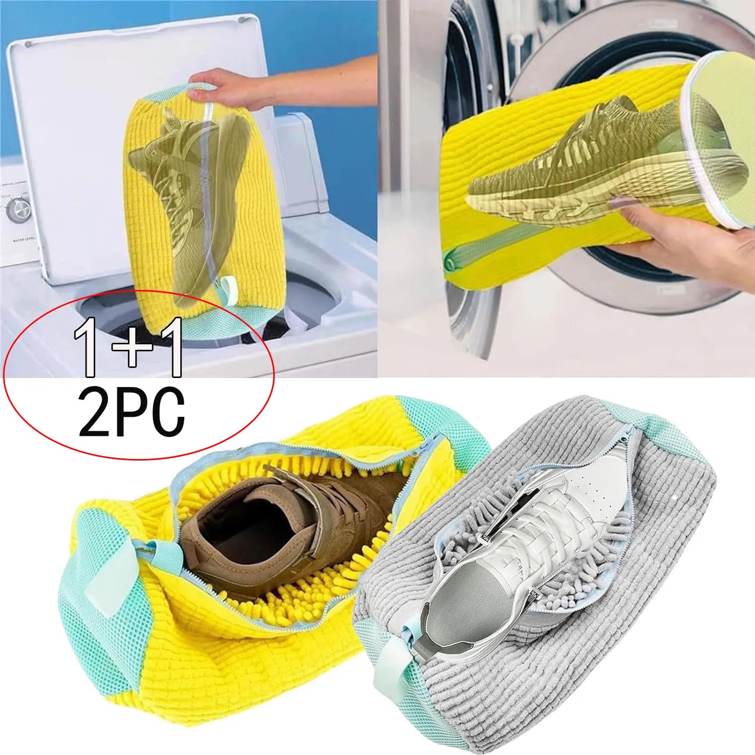 1/2PCS Washing Shoes Bag Protector Fluffy Fibers Polyester Washing Shoes Machine Friendly Laundry Bag Drying Bags