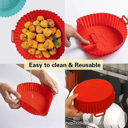 Air Fryer Silicone Liners Air Fryer Silicone Pot Reusable Silicone Air Fryer Liners Food Safe Non Stick Air Fryer Basket Accesso