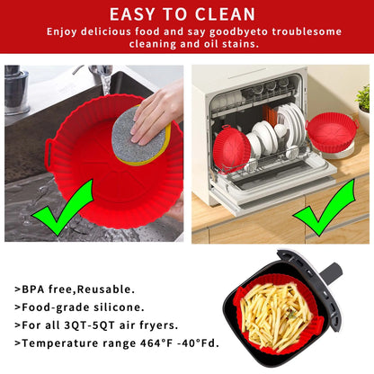 Air Fryer Silicone Liners Air Fryer Silicone Pot Reusable Silicone Air Fryer Liners Food Safe Non Stick Air Fryer Basket Accesso